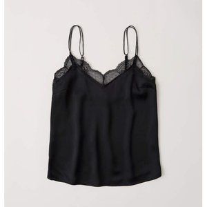 NWT A&F XS Black Lace Trim Double Strap Cami